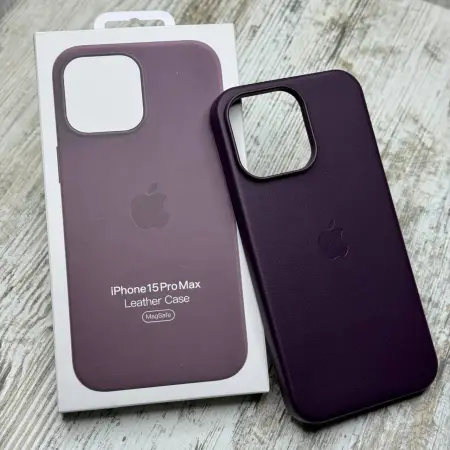 Чохол Leather Case MagSafe (Dark Cherry) на IPhone 15 Pro Max 