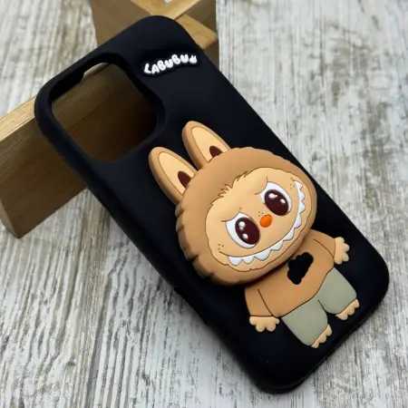 Чохол Silicone Labubu 3D на iPhone 16 Pro Max 