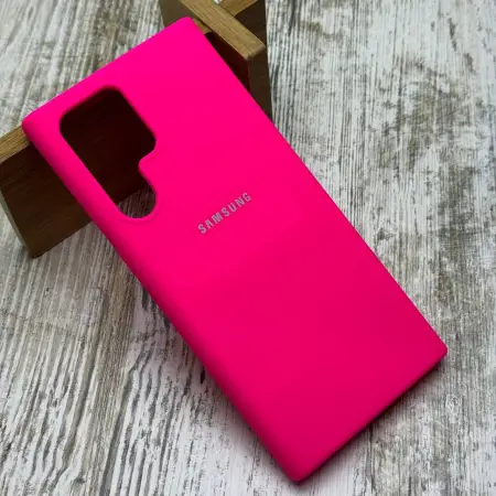 Чохол Silicone Case Logo на Samsung S22 Ultra (Hot Pink) 