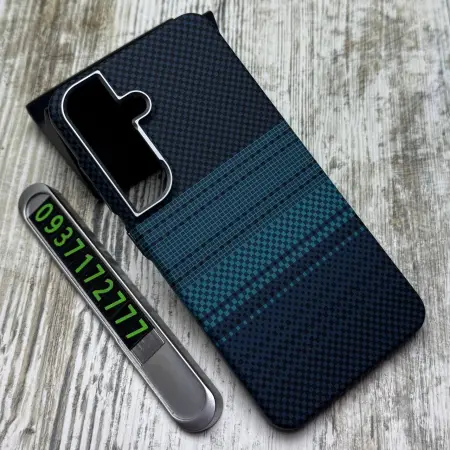 Чохол Fibra Carbonite MagSafe на Samsung S25 (Blue Stripes) 