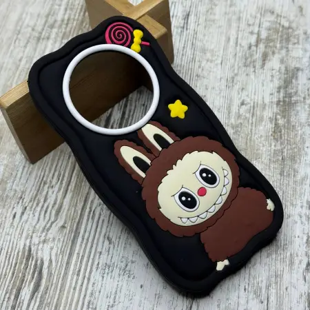 Чохол Silicone Labubu 3D на Xiaomi Redmi 14C/ Poco C75/ Redmi A4 5G (Black) 