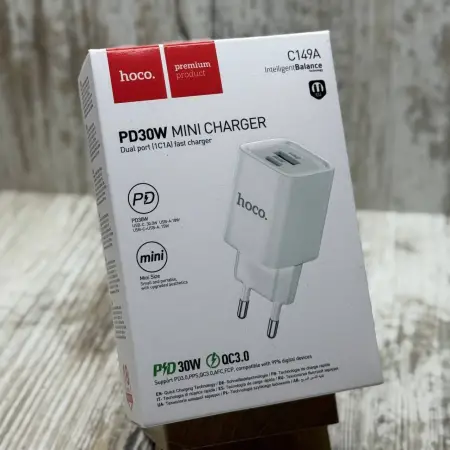  Мережевий зарядний пристрій Hoco C149A PD30W QC3.0 White