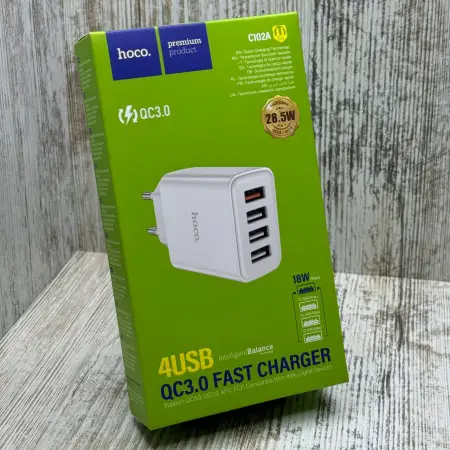 Мережевий зарядний пристрій Hoco C102A Fuerza QC3.0 4 USB